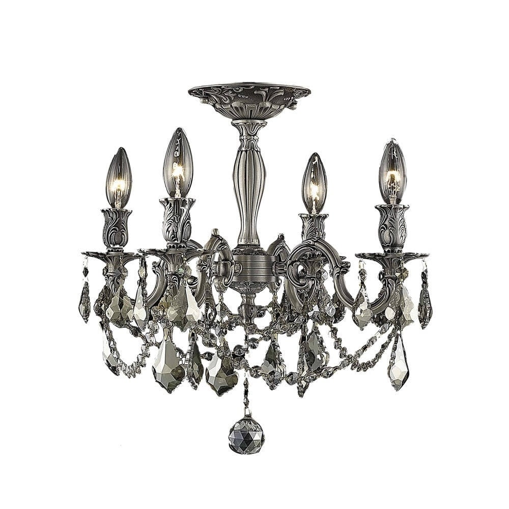 Christopher Knight Home Zurich 4 light Royal Cut Gold Crystal And Pewter Flush Mount