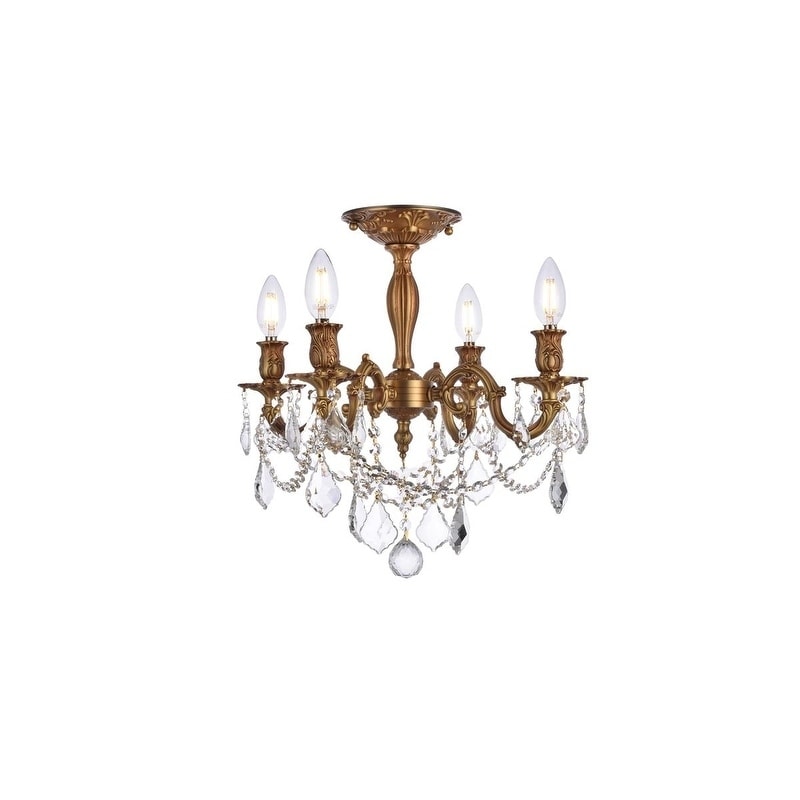 Christopher Knight Home Zurich 4 light Royal Cut Crystal And French Gold Flush Mount (Crystal and AluminumFinish French GoldNumber of lights Four (4)Requires four (4) 60 watt max bulb (not included)Bulb type E12, 110 Volt 125 VoltDimensions 17 inches 