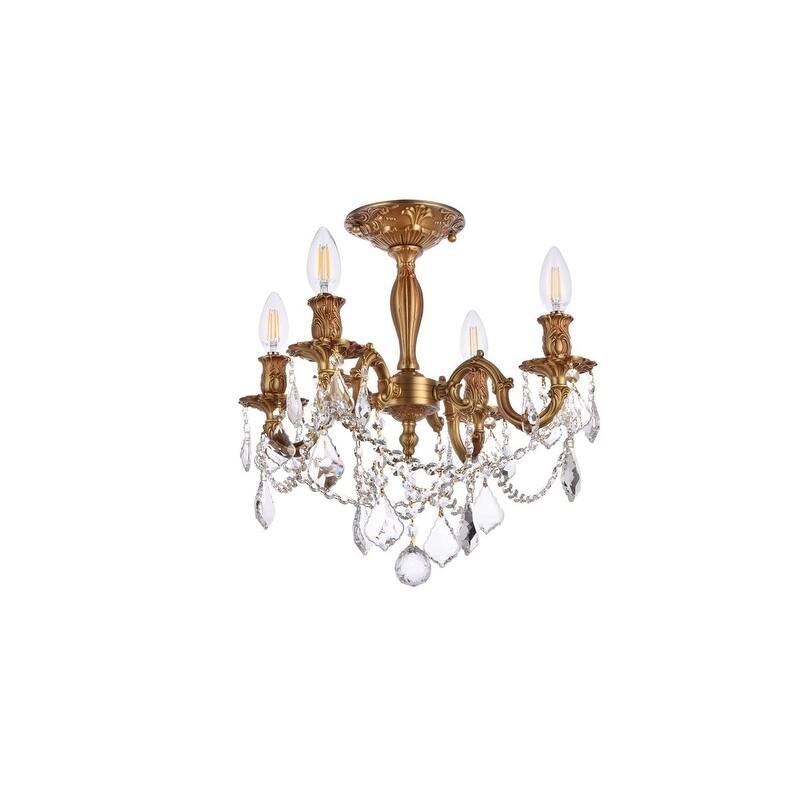 Somette Zurich 4-light Royal Cut Crystal and French Gold Flush Mount