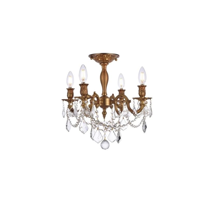 Somette Zurich 4-light Royal Cut Crystal and French Gold Flush Mount - Zurich 4-Light French Gold Flush Mount