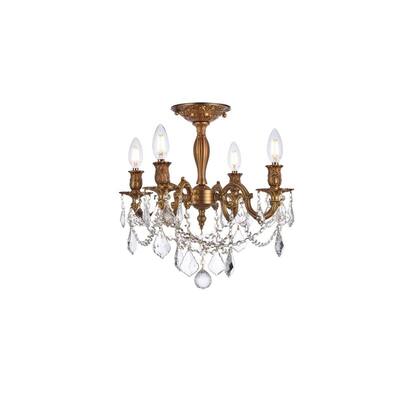 Somette Zurich 4-light Royal Cut Crystal and French Gold Flush Mount