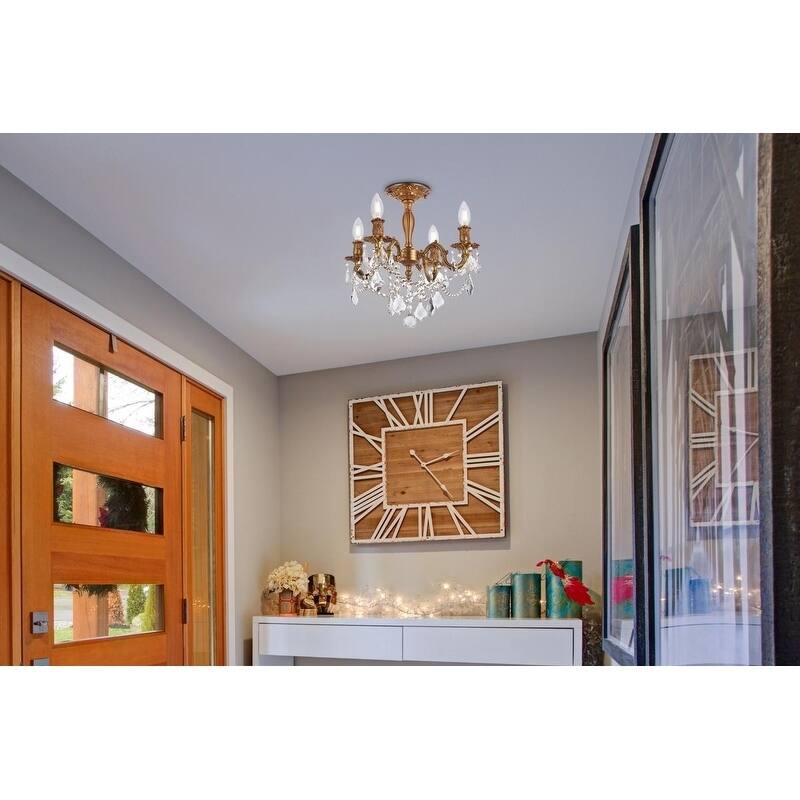 Somette Zurich 4-light Royal Cut Crystal and French Gold Flush Mount
