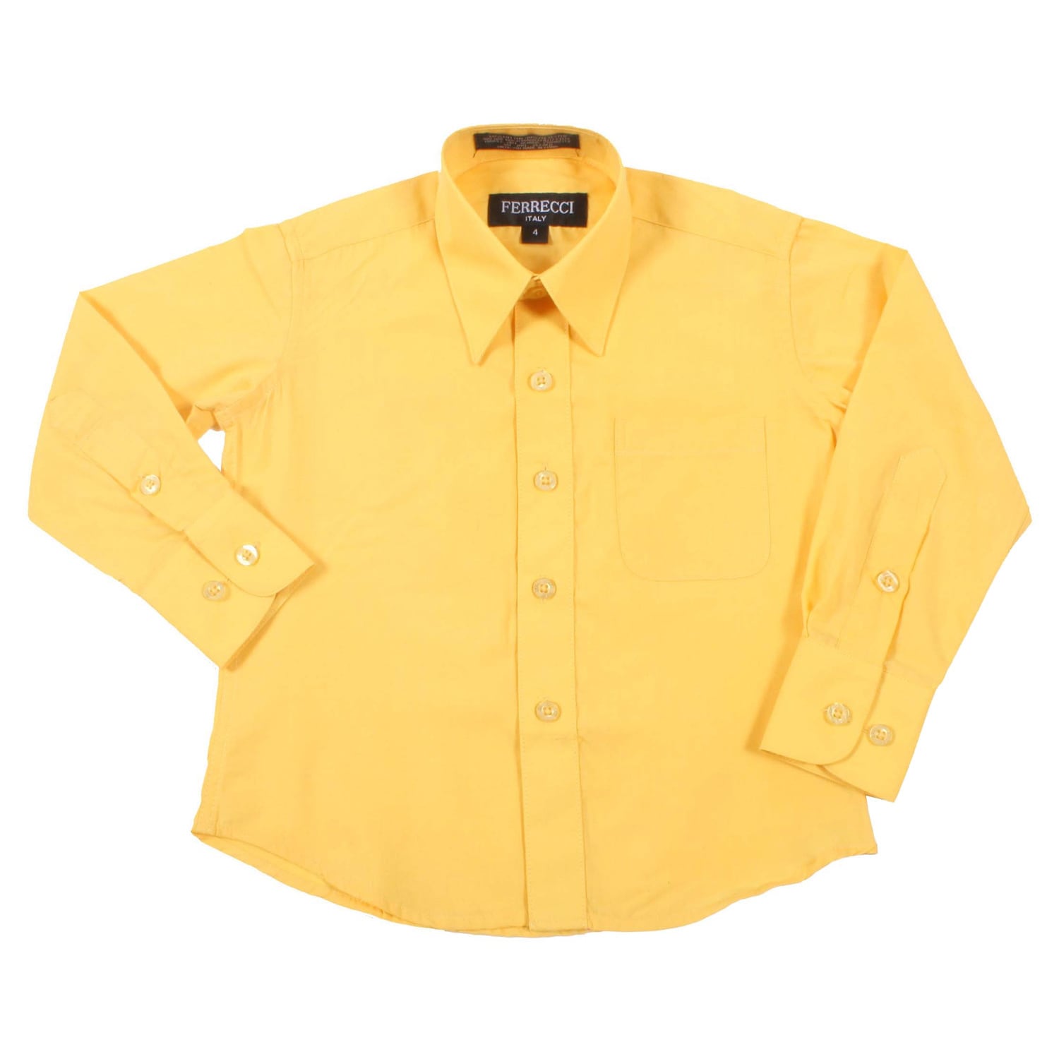 Ferrecci Boys Slim Fit Yellow Collared Formal Shirt