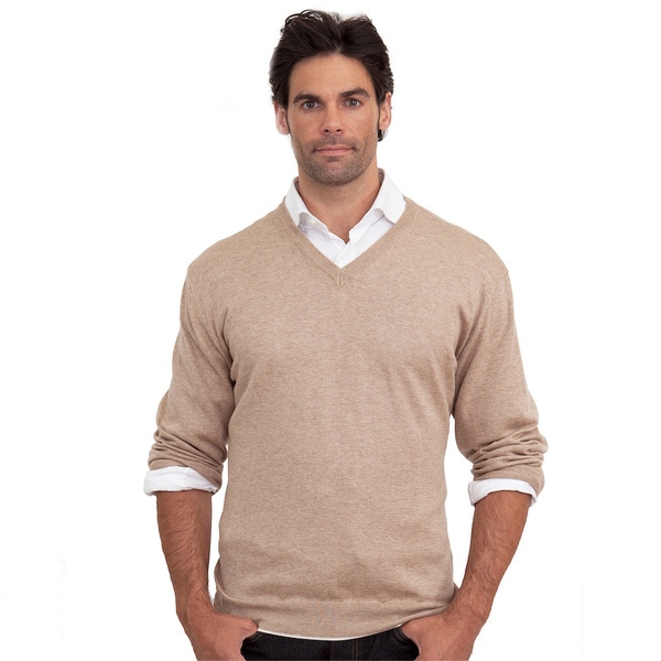 Shop Luigi Baldo Men's Italian Made Cotton and Cashmere V-Neck Sweater ...