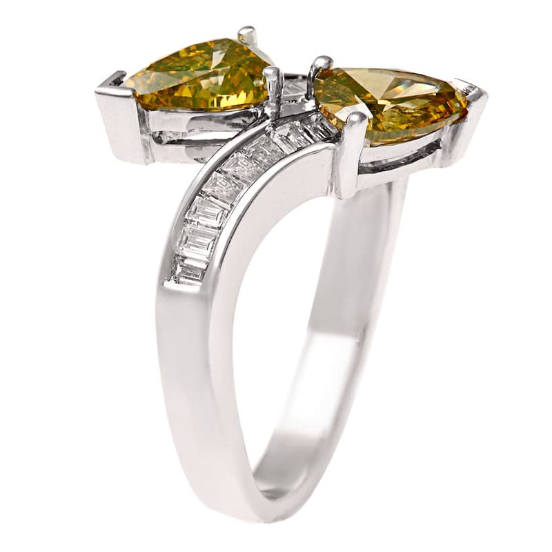18k Gold 2 3/4ct TDW Yellow and White Diamond Bypass Ring (G-H, SI1-SI2)