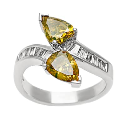 18k Gold 2 3/4ct TDW Yellow and White Diamond Bypass Ring (G-H, SI1-SI2)