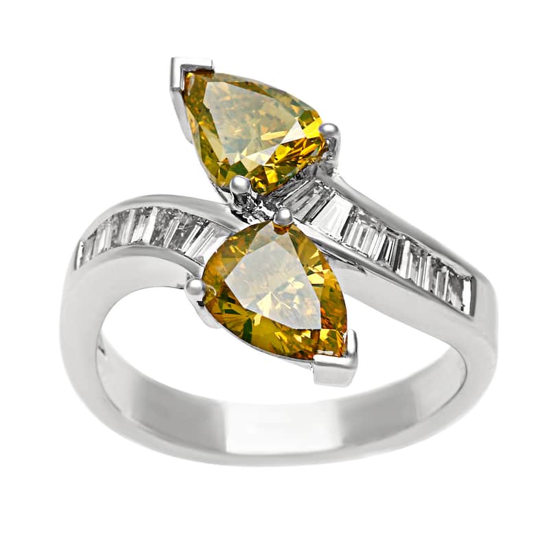 18k Gold 2 3/4ct TDW Yellow and White Diamond Bypass Ring (G-H, SI1-SI2)