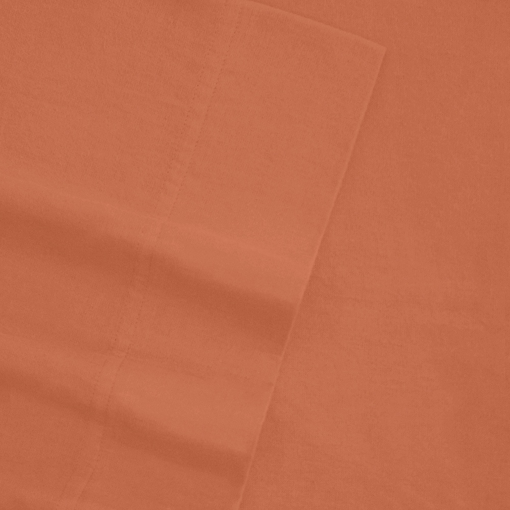 Tribeca Living Tribeca Living Solid Flannel Deep Pocket Sheet Set Orange Size King