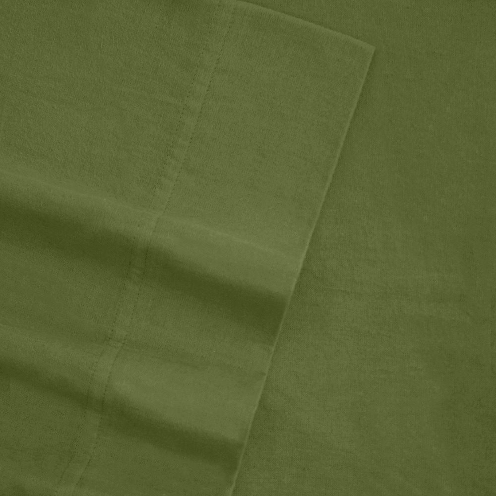 Tribeca Living Tribeca Living Solid Flannel Deep Pocket Sheet Set Green Size King