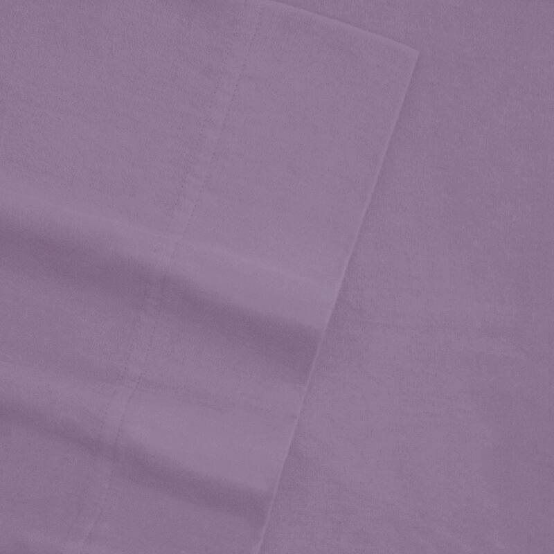 Tribeca Living Solid Flannel Extra Deep Pocket Sheet Set - Casual/Modern & Contemporary - Extra Deep Pocket/Deep Pocket - Lavender - 4 Piece - King