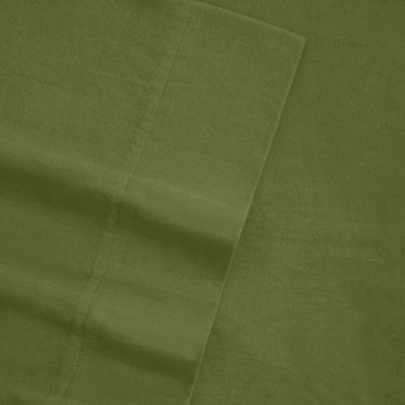 Tribeca Living Solid Flannel Extra Deep Pocket Sheet Set - Traditional/Modern & Contemporary - Extra Deep Pocket/Deep Pocket - Dark Green - 4 Piece - King