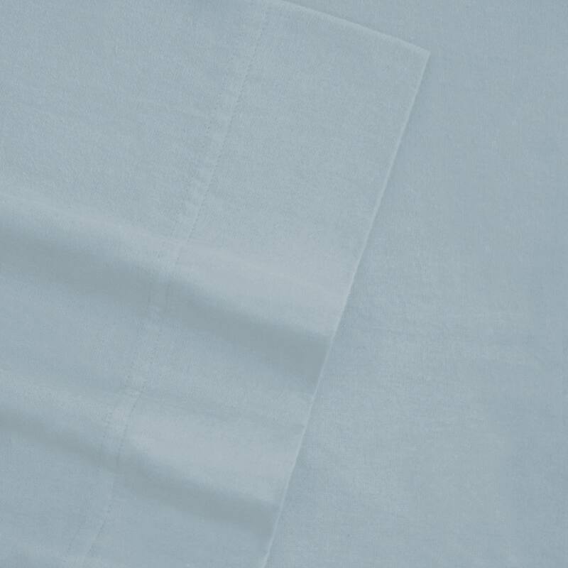 Tribeca Living Solid Flannel Extra Deep Pocket Sheet Set - Casual/Modern & Contemporary - Extra Deep Pocket/Deep Pocket - Slate Blue - 4 Piece - King