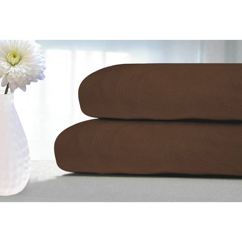 Tribeca Living Solid Flannel Extra Deep Pocket Sheet Set - Traditional/Modern & Contemporary - Extra Deep Pocket/Deep Pocket - Chocolate - 4 Piece - Queen