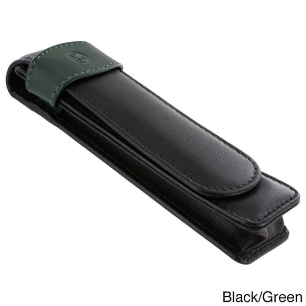 Pelikan Black/ Green Leather Double Pen Case Pelikan Fountain Pens