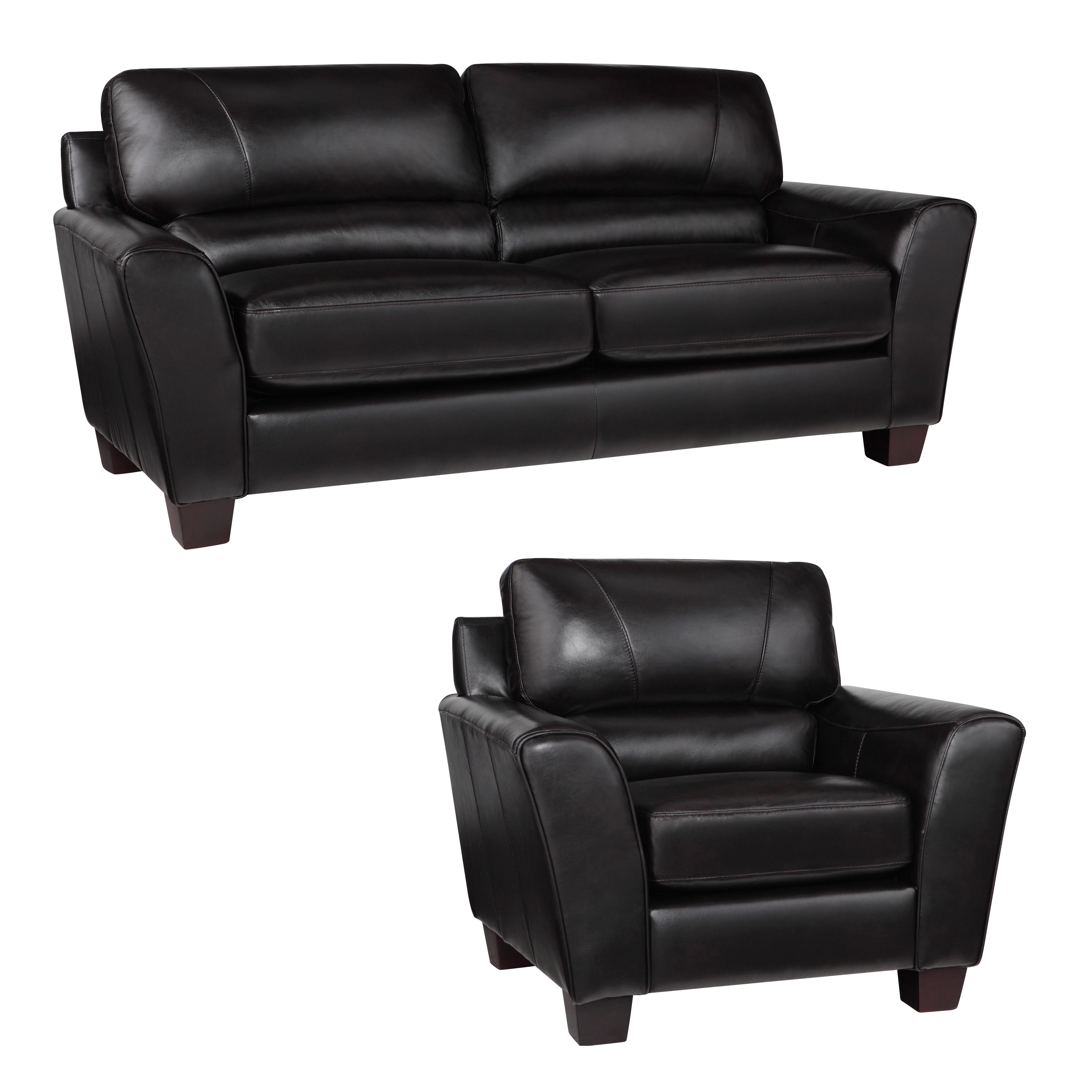 Excalibur Espresso Italian Leather Sofa And Chair