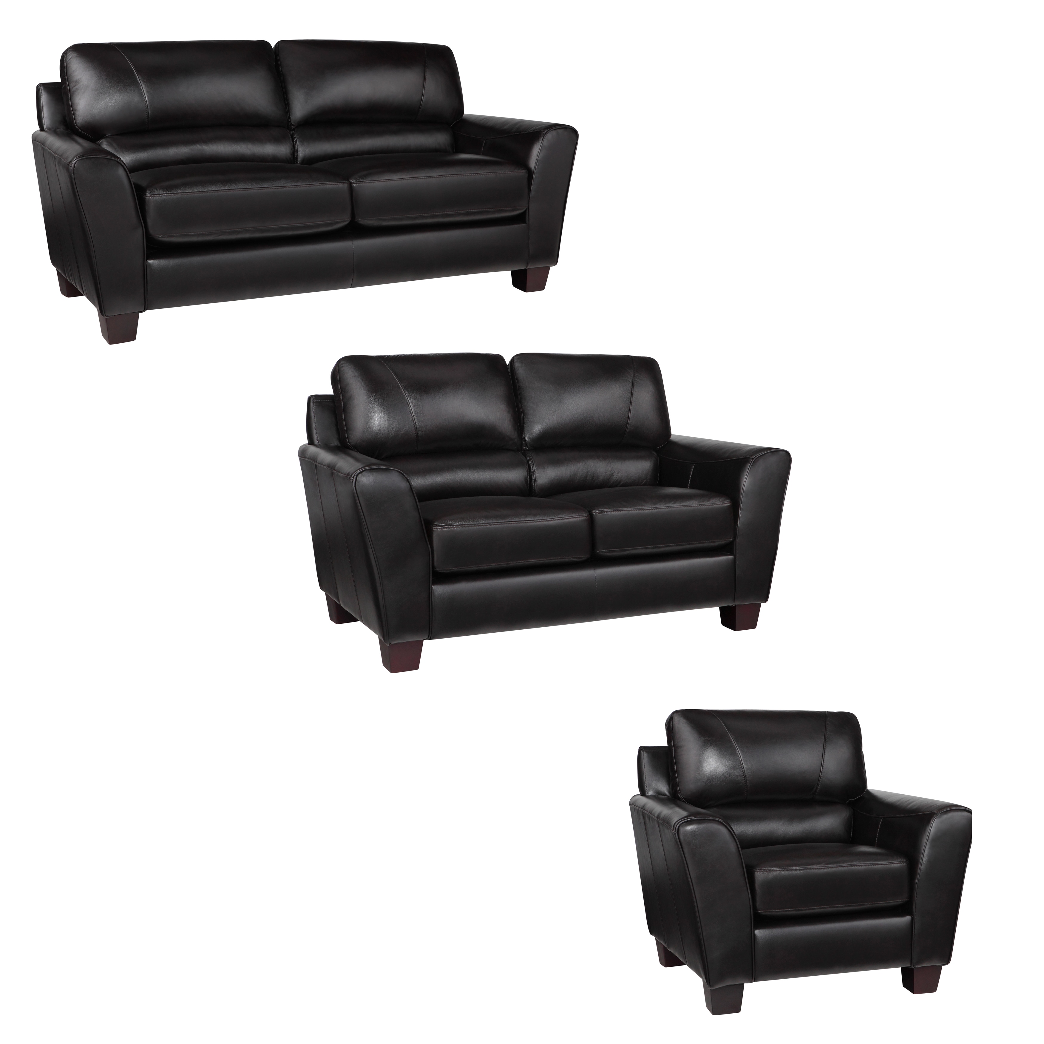 Excalibur Espresso Italian Leather Sofa, Loveseat And Chair