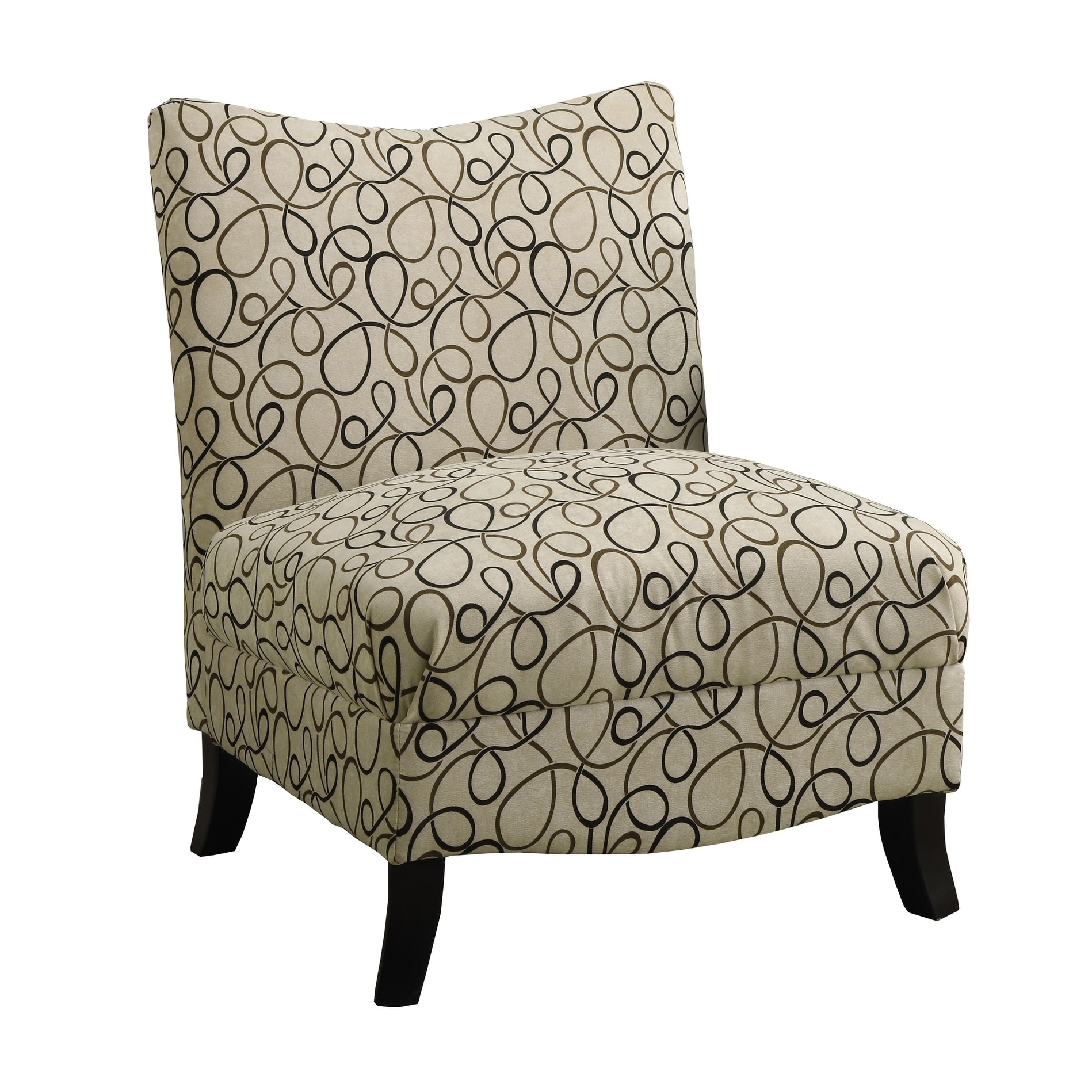 Tan Swirl Fabric Accent Chair