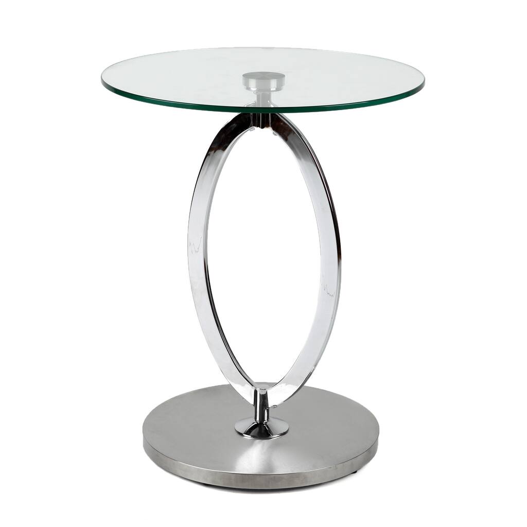 Round Chrome/Glass Side Table