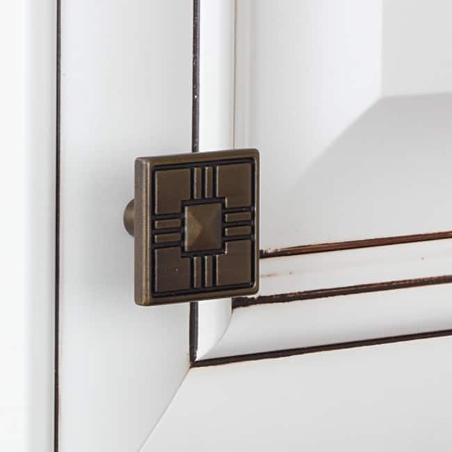 GlideRite 1.25-inch Craftsman Series Antique Brass Square Cabinet Knobs (Case of 25)