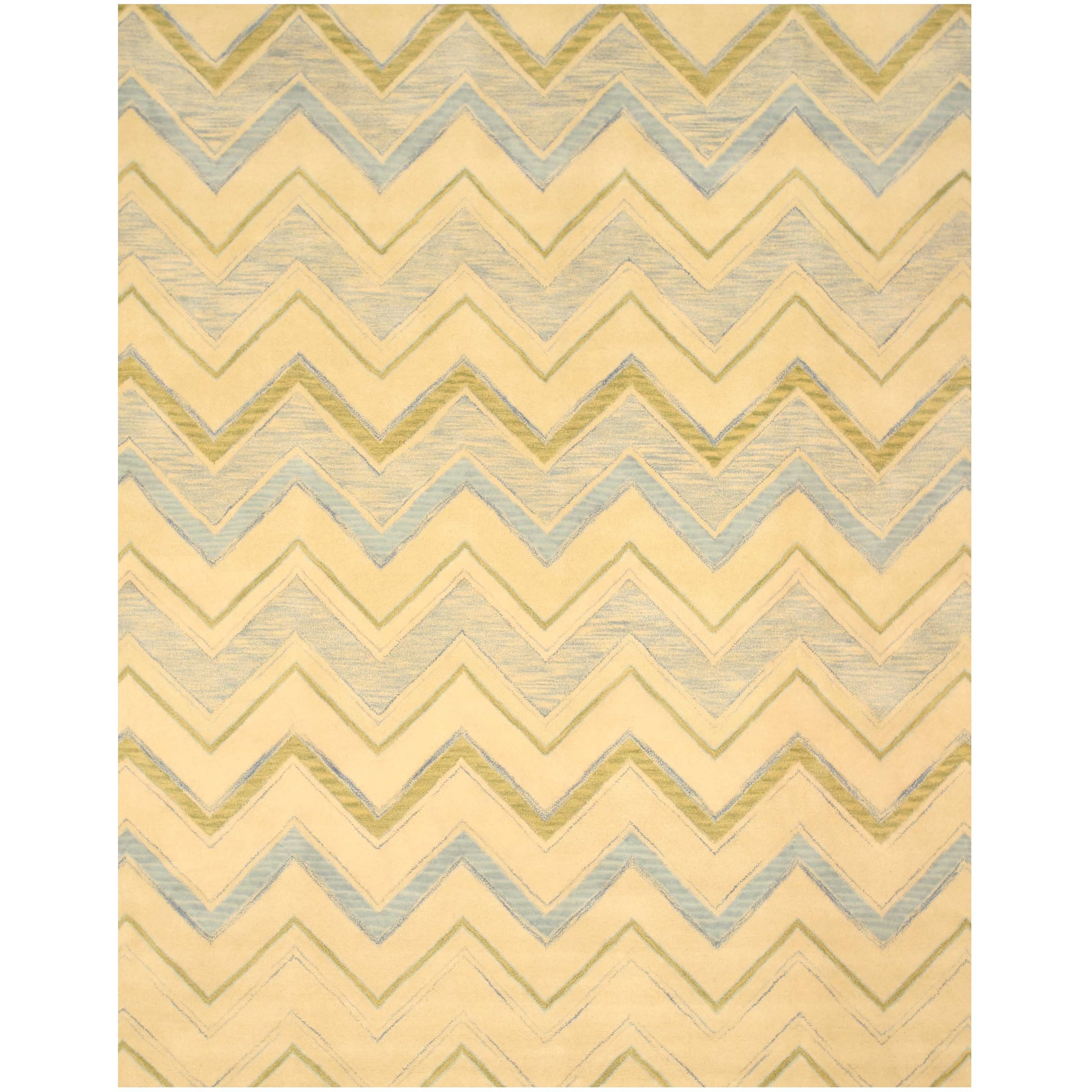 Eorc Hand Tufted Wool Pastel Chevron Rug (79 X 99)