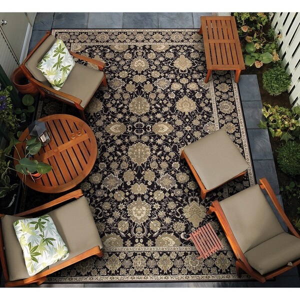 Gelato Palometa Black-Beige Indoor/Outdoor Area Rug - 5'3" x 7'6"