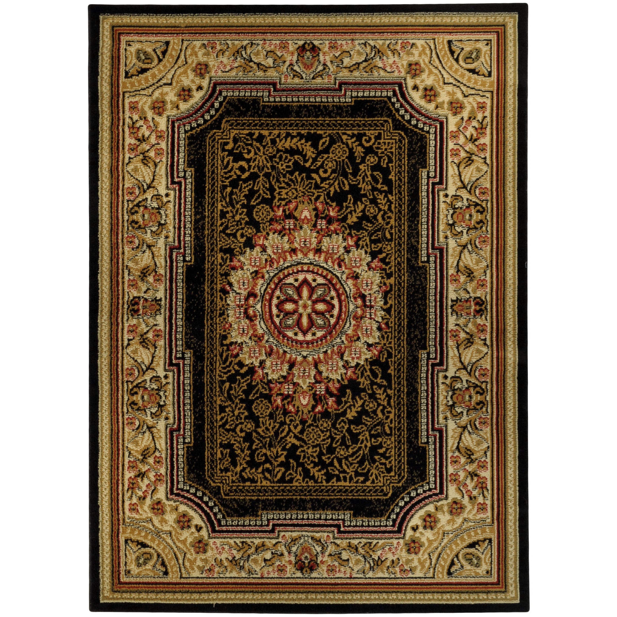 Ephesus Collection Medallion Traditional Black Area Rug (33 X 47)