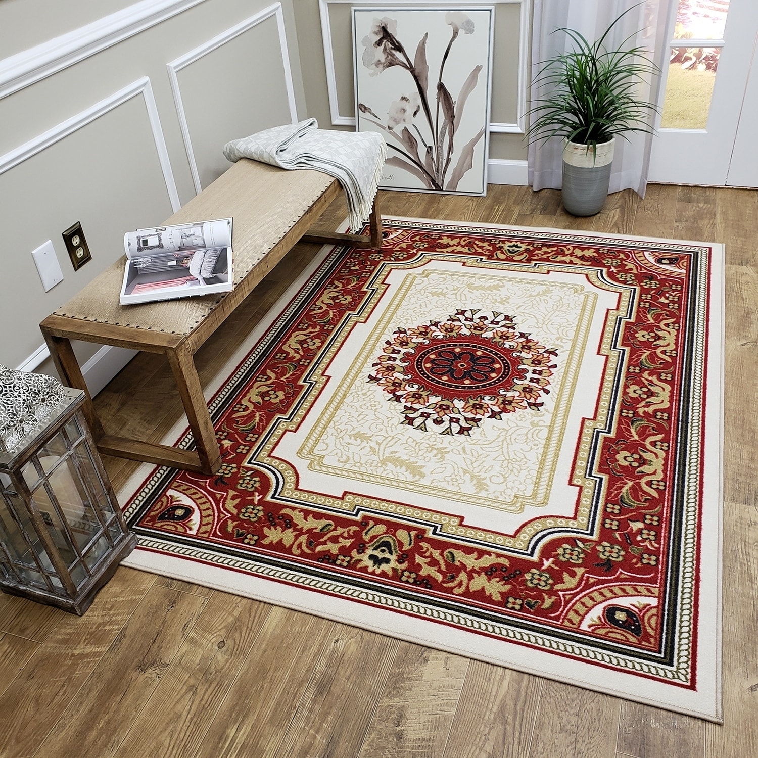 Medallion Traditional Ivory Area Rug (33 X 47)