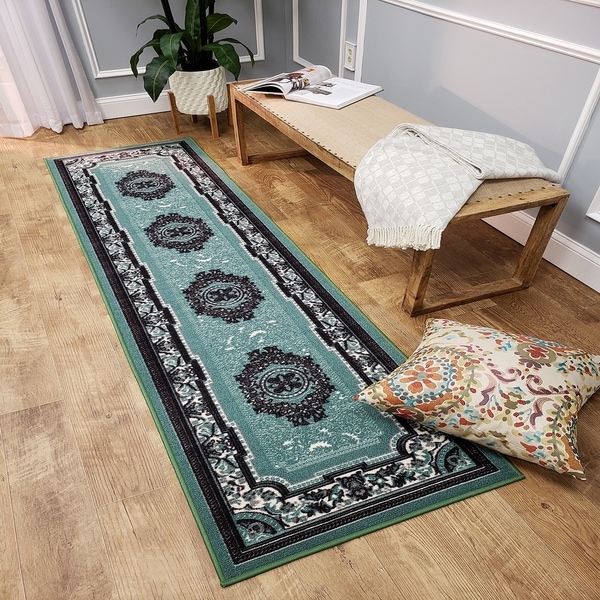 Shop Medallion Traditional Sage Green Runner Rug Ephesus Collection - 1 ...