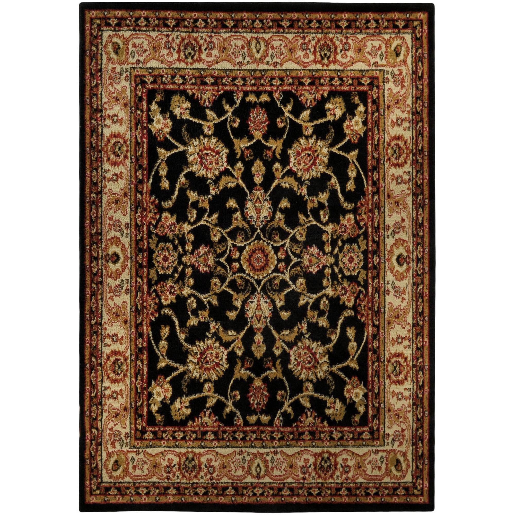 Floral Garden Traditional Black Area Rug (33 X 47)