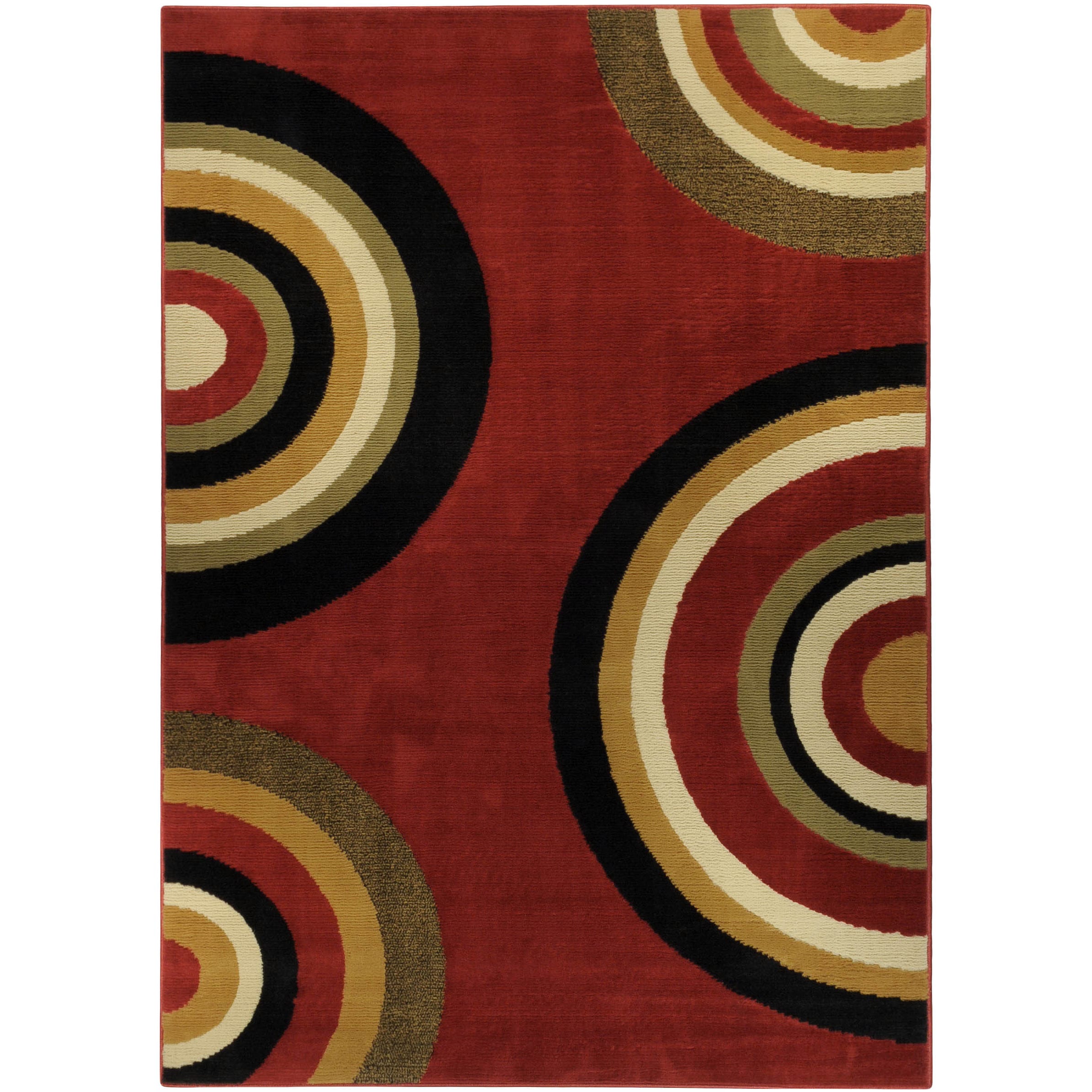 Ephesus Collection Geometric Circles Red Contemporary Area Rug (410 X 610)