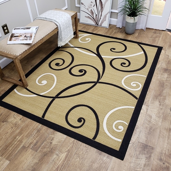 Ephesus Collection Ivory Tribal Filigree Contemporary Area Rug - 4'10 x 6'10