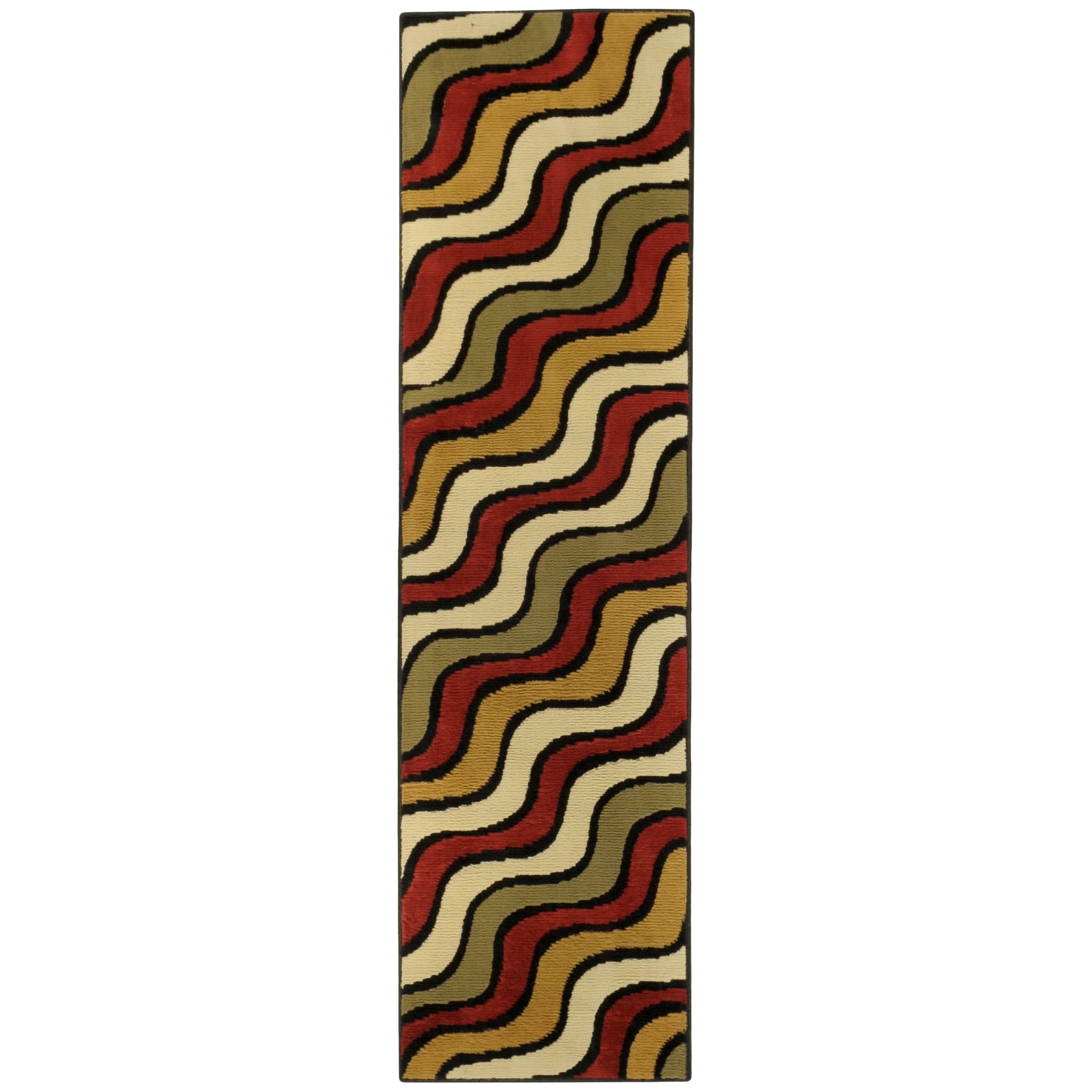 Ephesus Collection Multicolor Waves Contemporary Runner Rug (110 X 610)
