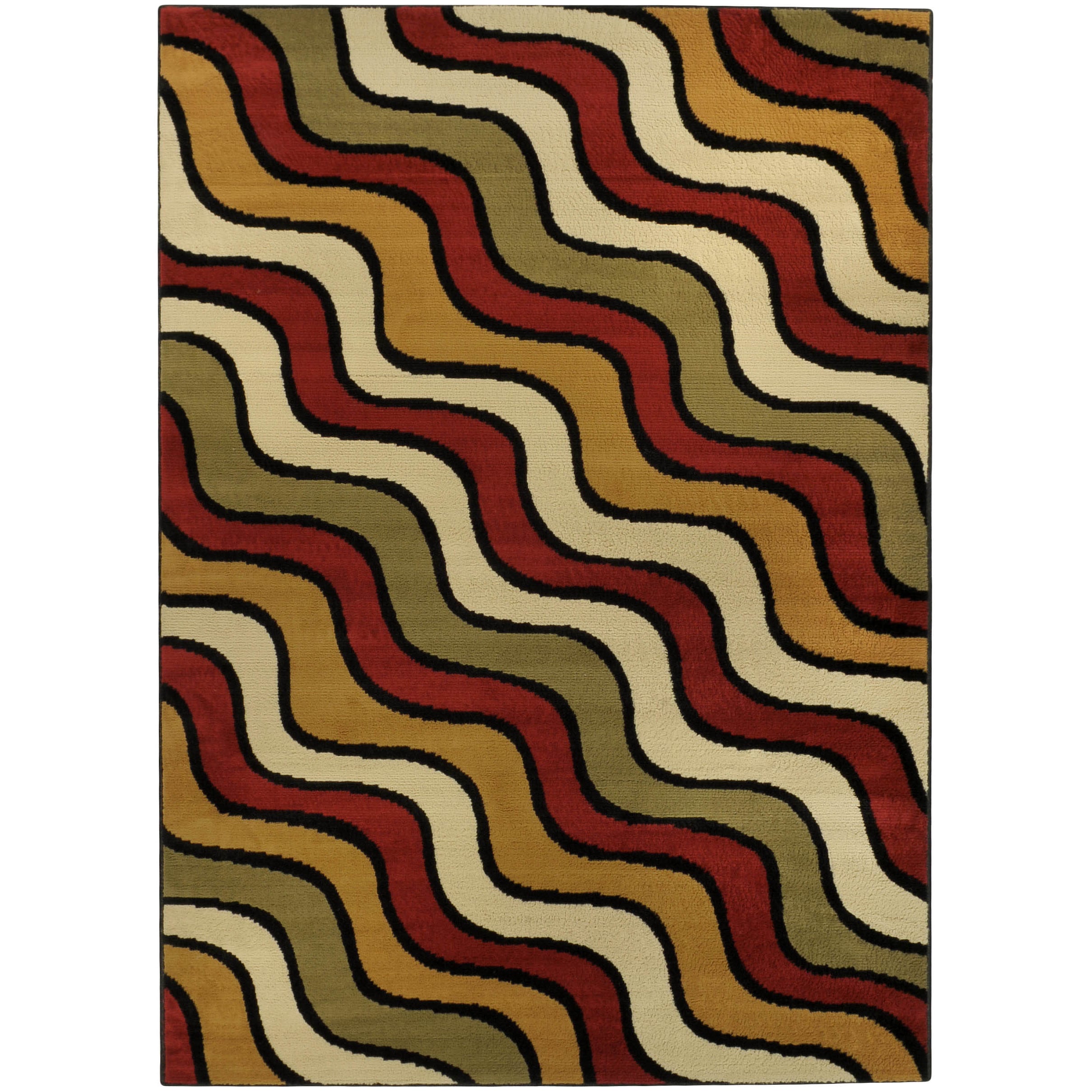 Ephesus Collection Multicolor Waves Contemporary Area Rug (410 X 610)