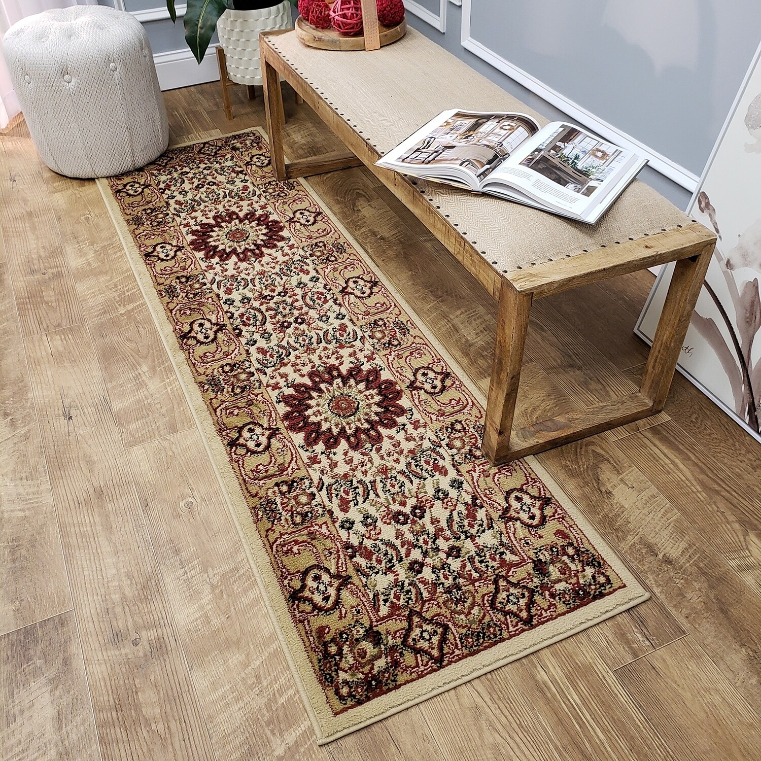 Shop Pasha Collection Medallion Traditional Ivory Runner Rug 1'11 x 6