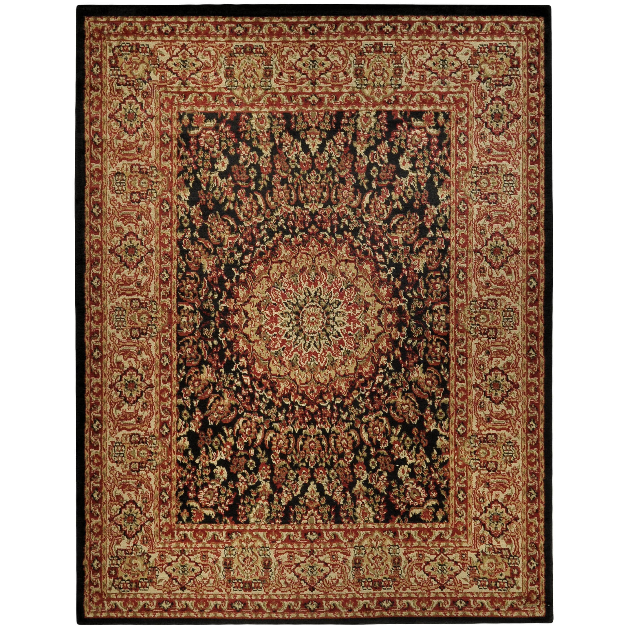 Pasha Collection Medallion Traditional Black Area Rug (53 X 611)