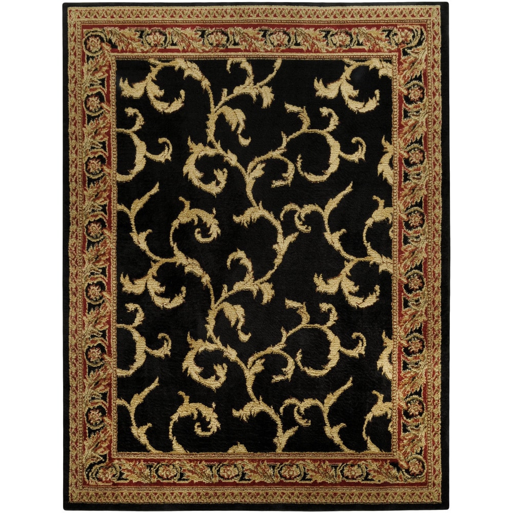 Pasha Collection Floral Traditional Black Ivory 53 X 611 Area Rug