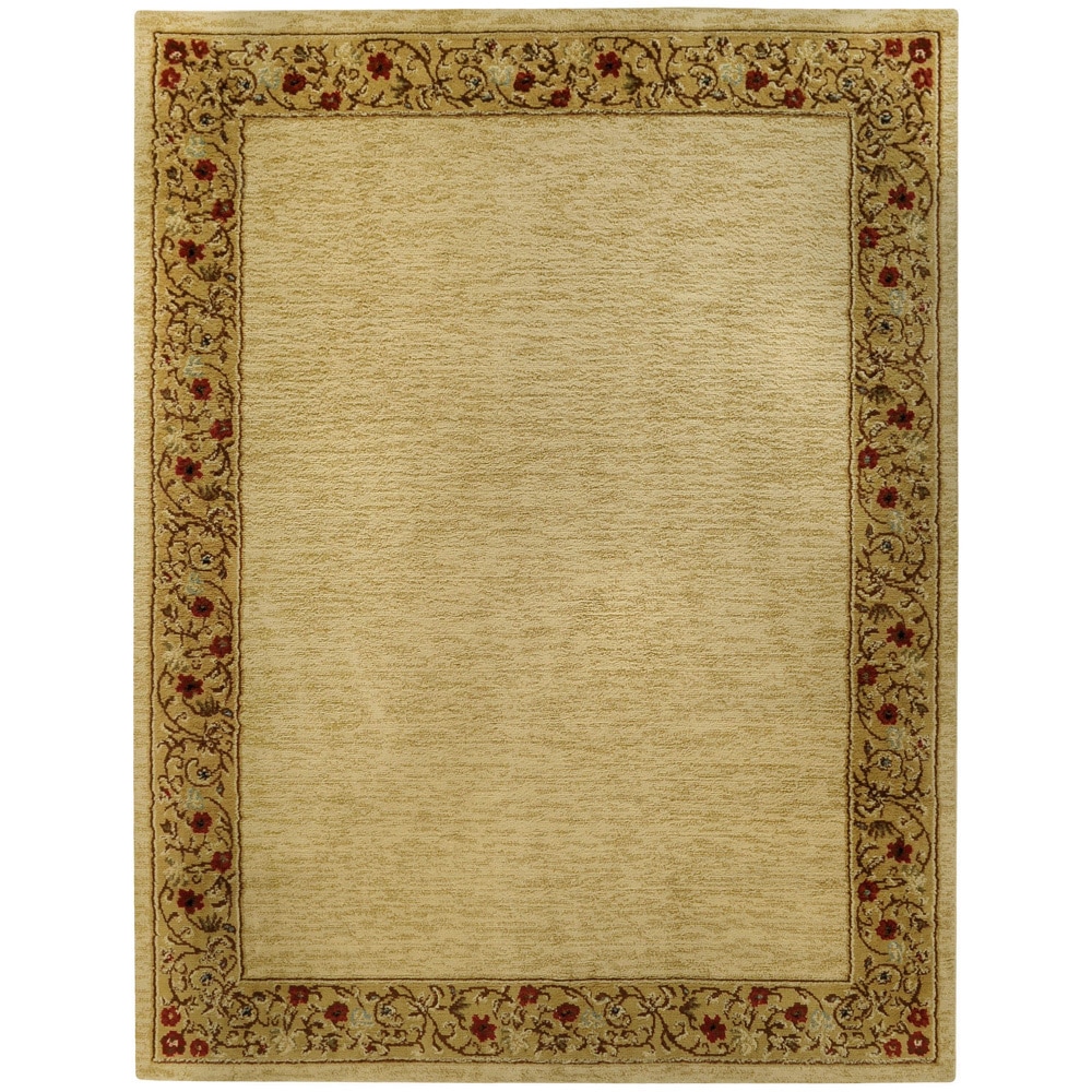 Pasha Collection Solid French Border Ivory Red 53 X 611 Area Rug