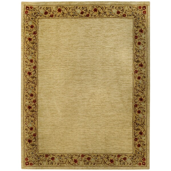 Pasha Collection Solid French Border Ivory Red 53 x 611 Area Rug