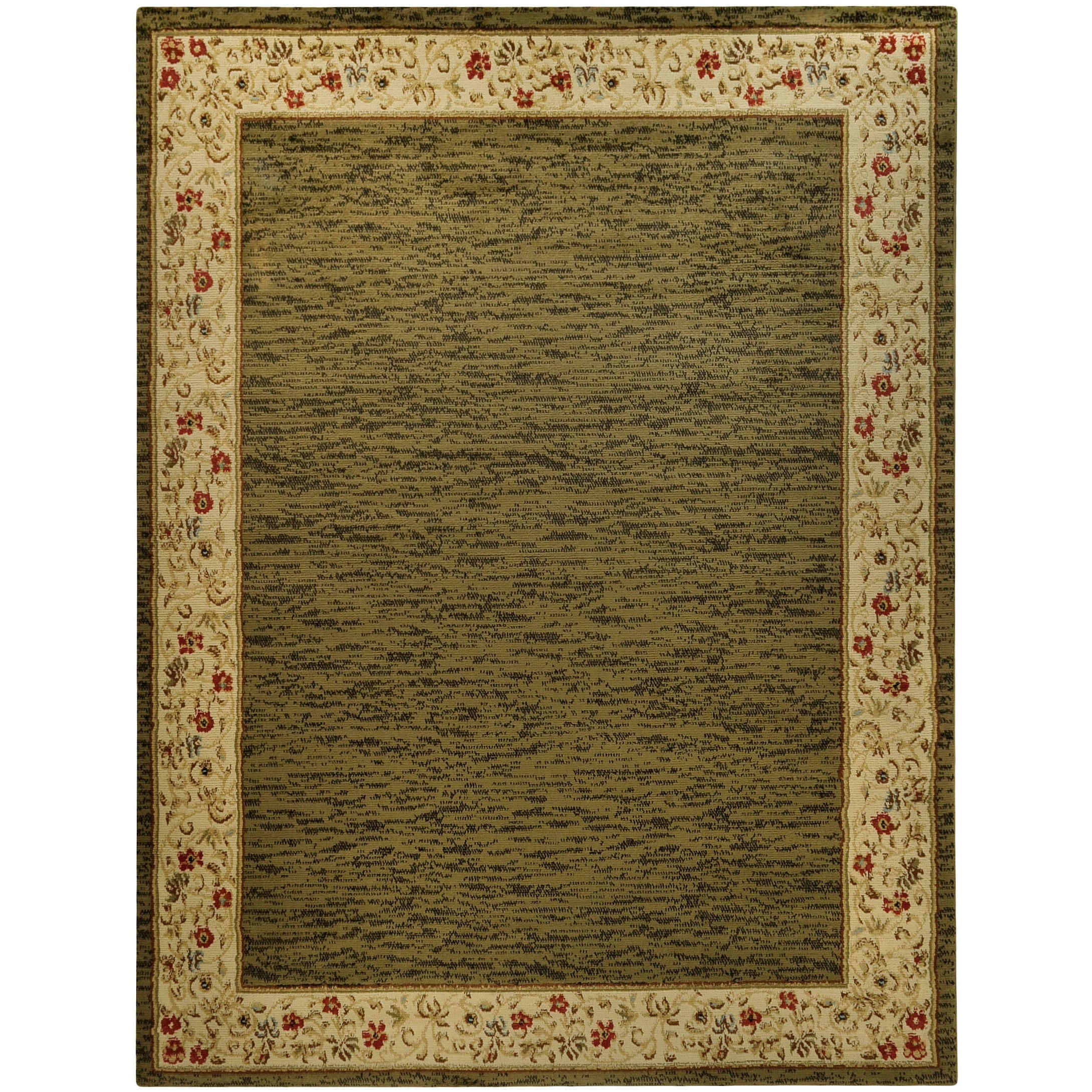 Pasha Collection Solid French Border Sage Green 53 X 611 Area Rug