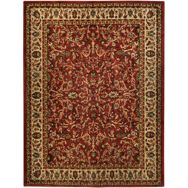 Pasha Collection Traditional Floral Garden Red 7'10 x 10'6 Area Rug