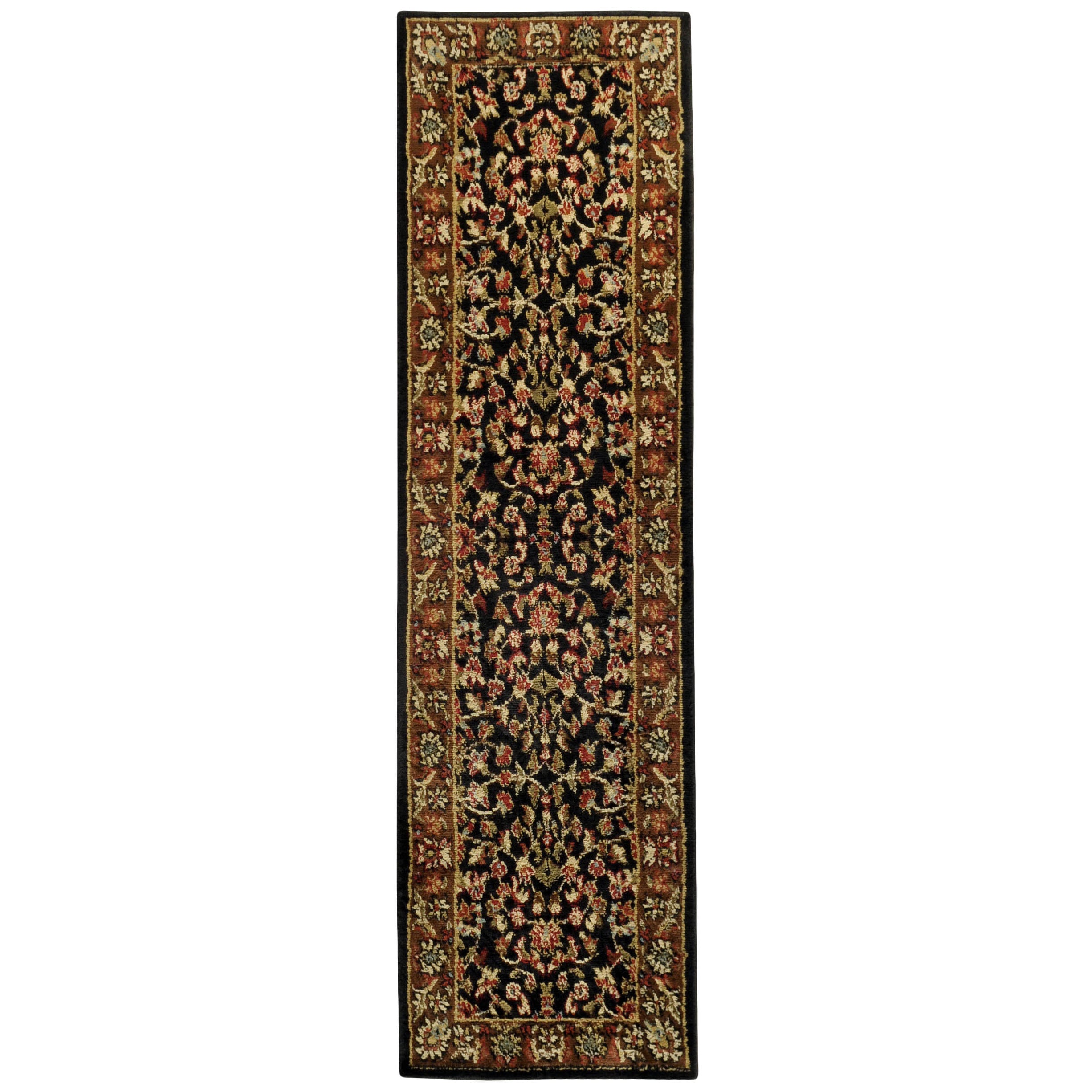 Pasha Collection Traditional Floral Garden Black 111 X 611 Runner Rug