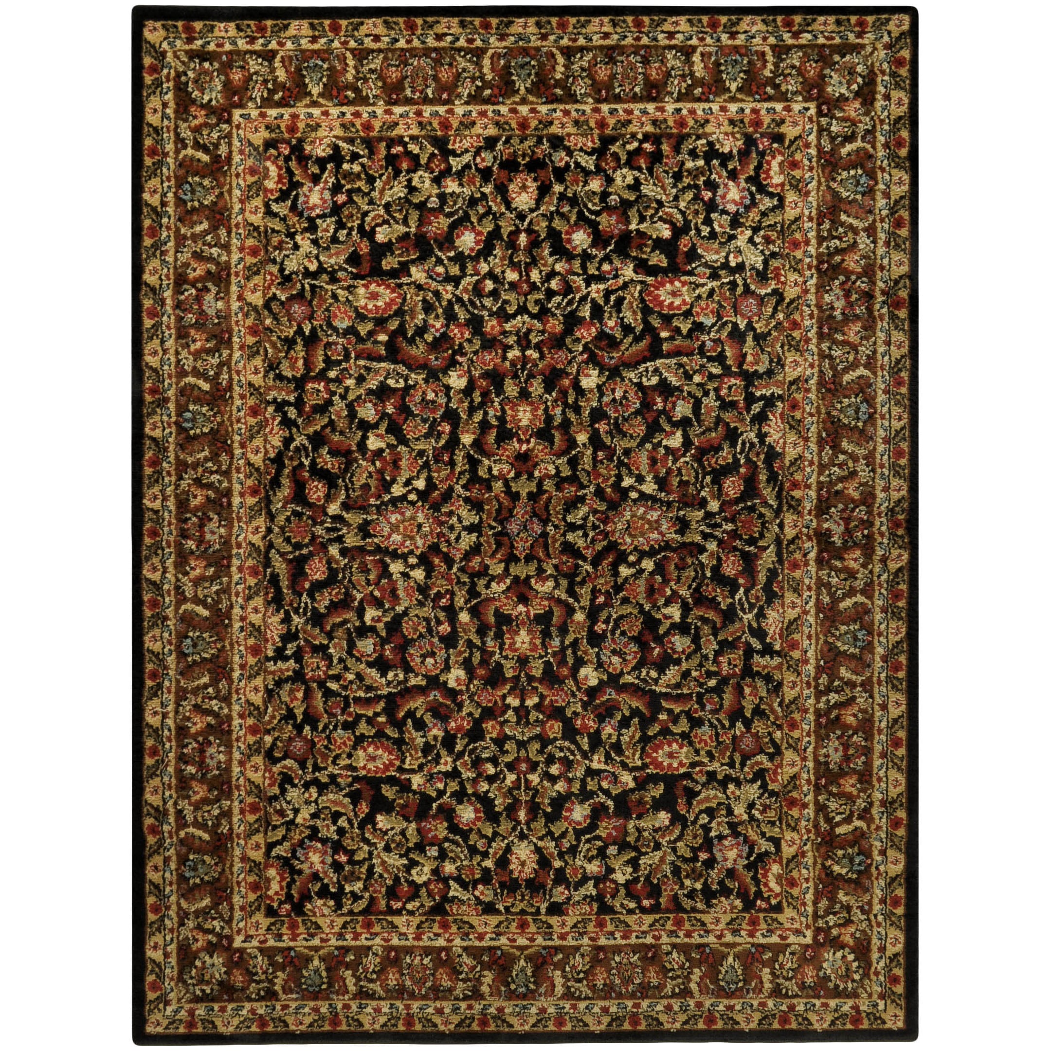 Pasha Collection Traditional Floral Garden Black 53 X 611 Area Rug