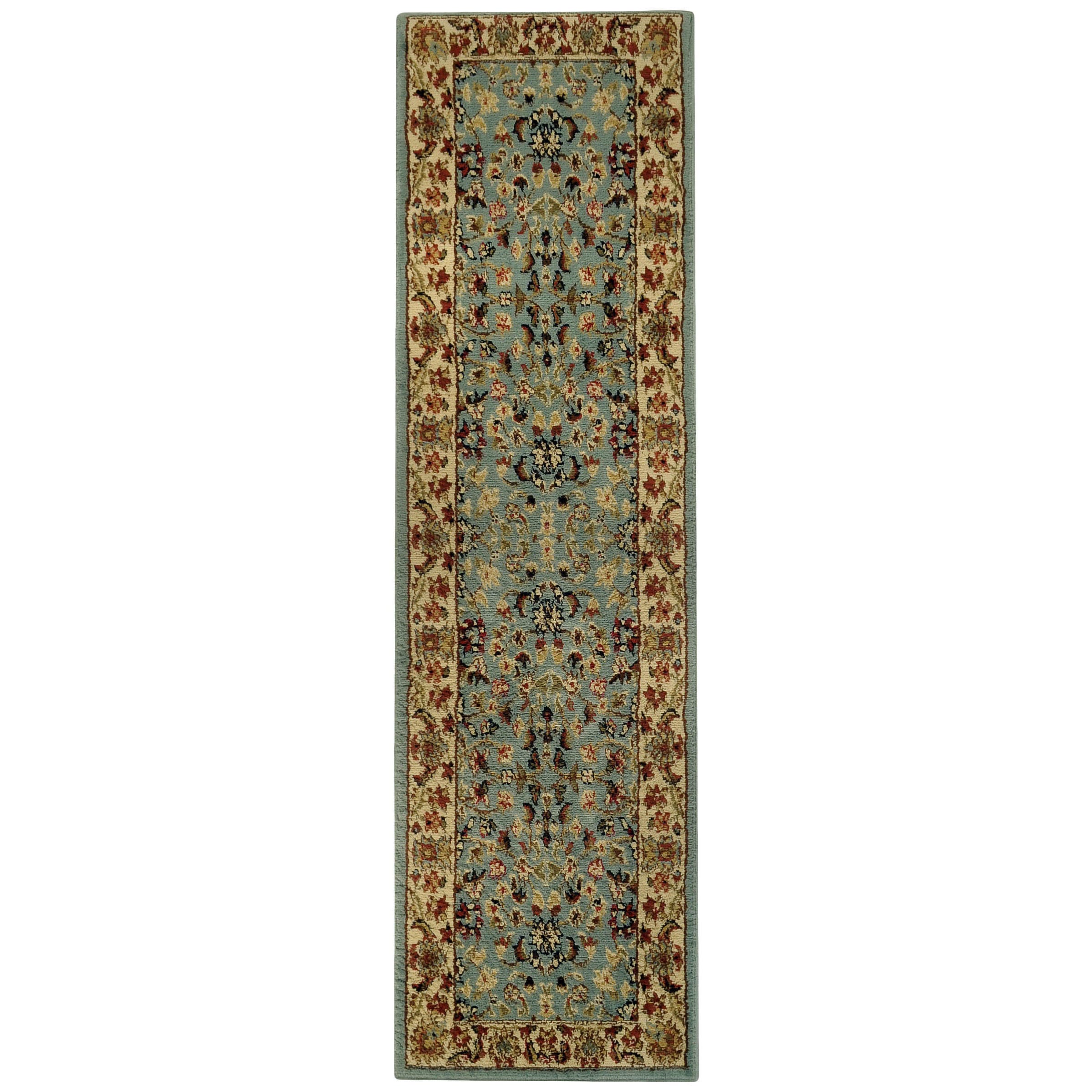 Pasha Collection Traditional Floral Garden Ocean Blue 111 X 611 Runner Rug