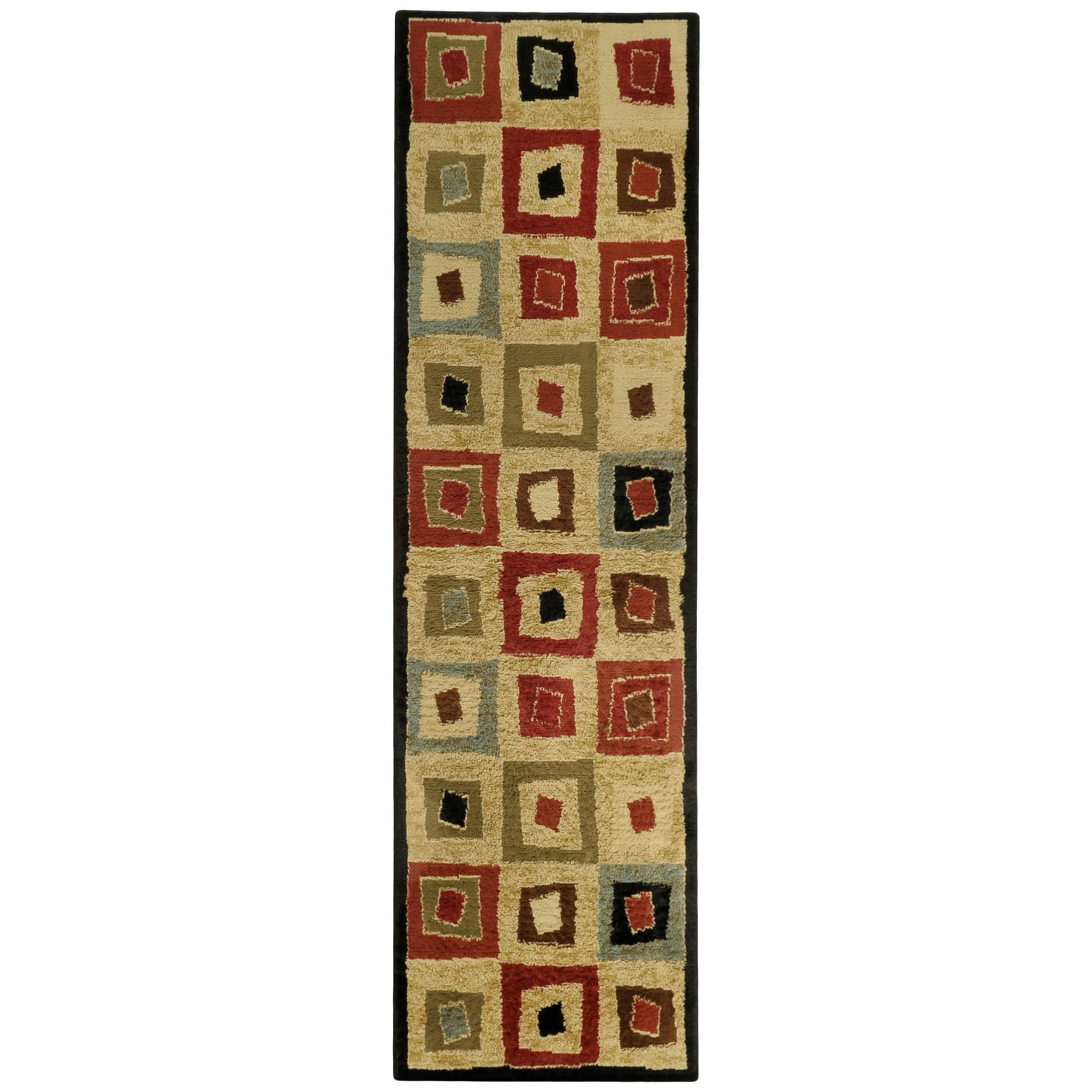 Pasha Collection Multicolor Squares Contemporary 111 X 611 Runner Rug