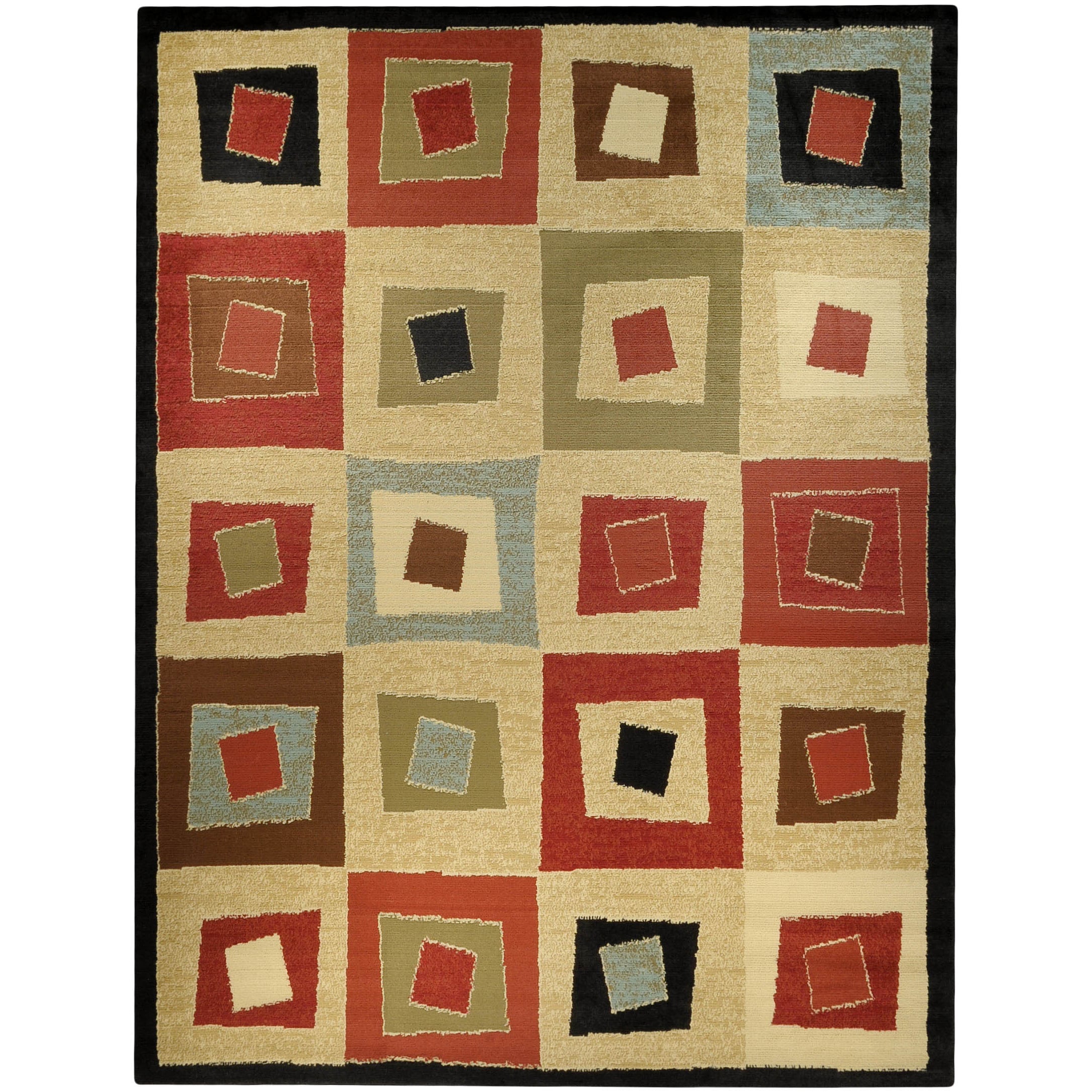 Pasha Collection Multicolor Squares Contemporary 33 X 5 Area Rug