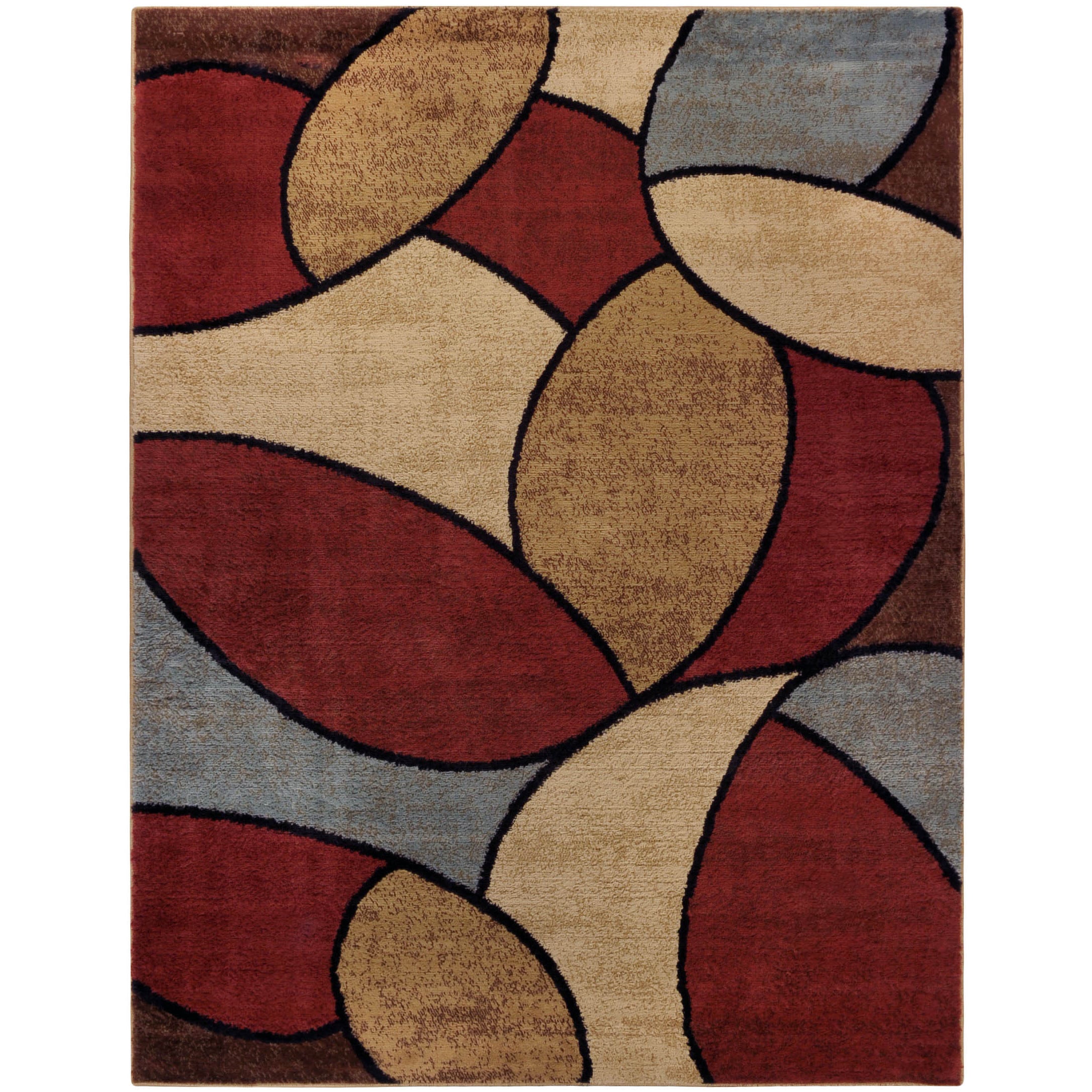 Multicolored Oval Tiles Contemporary Area Rug (33 X 5)