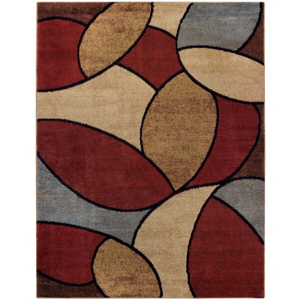 Multicolored Oval Tiles Contemporary Area Rug (7'10 x 10'6) - 7'10 x 10'6
