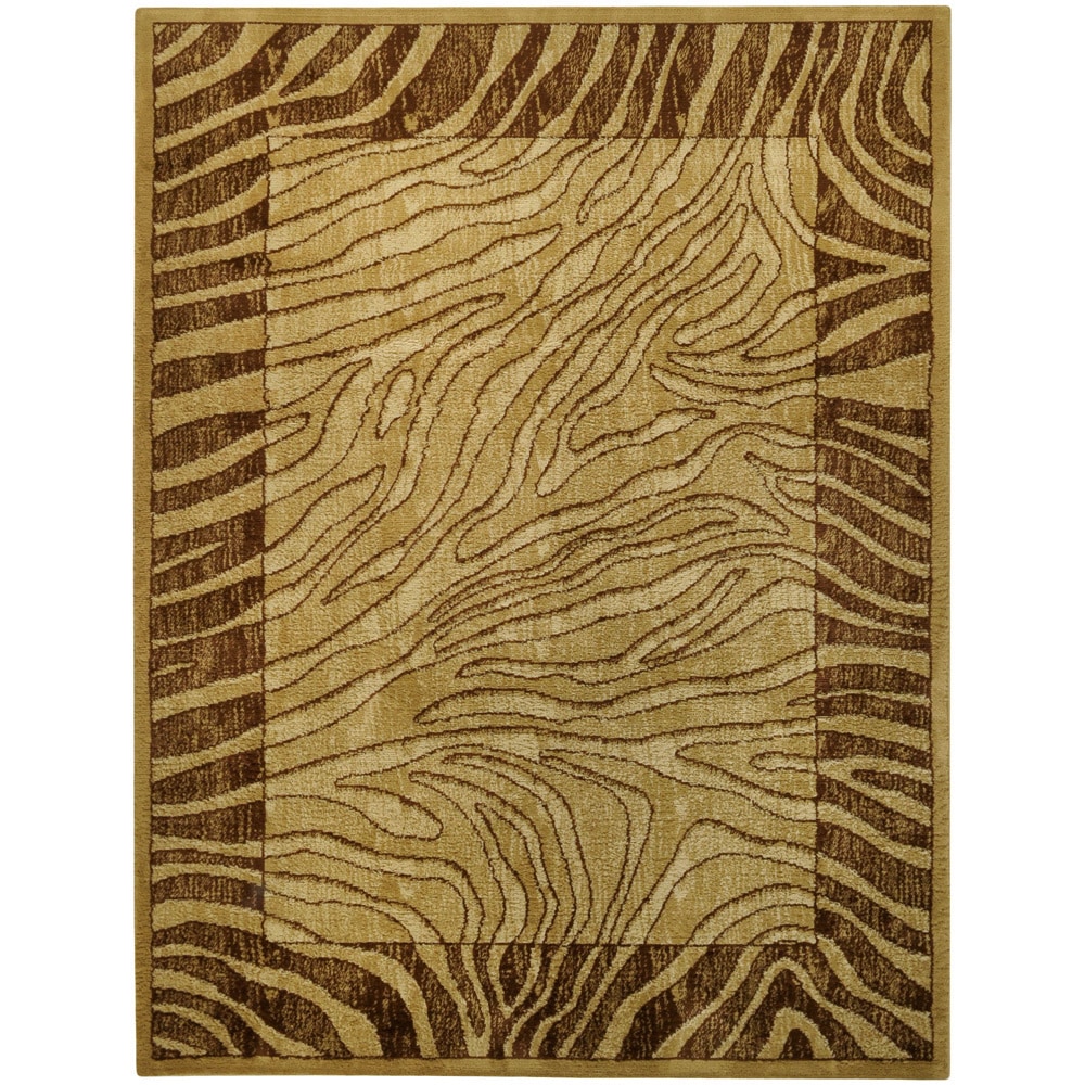 Ivory And Brown Tiger Animal Print Area Rug (33 X 5)