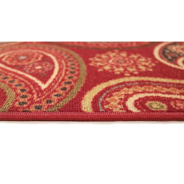 Shop Rubber Back Red Paisley Floral Non Skid Runner Rug 22 X 6 9