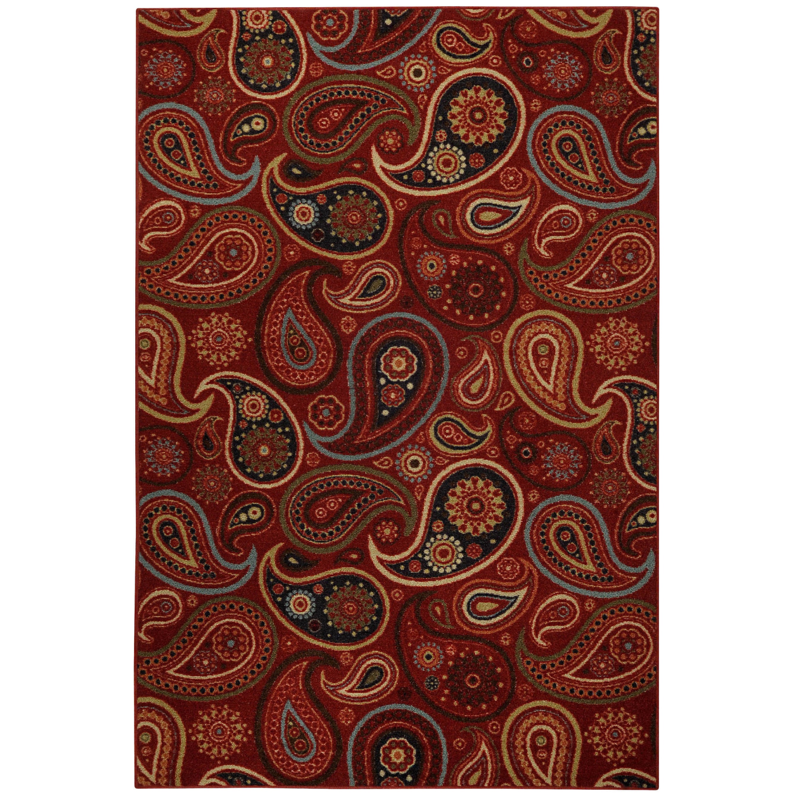 Rubber Back Red Paisley Floral Non skid Area Rug (33 X 5)